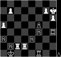 Hvid: Poul Hage Sort: Alfred Gummesen 36. b4 b2 37. c1 dc2 38. d1 axb4 39. axb4 g2 Truer nu med mat på b1. 40.