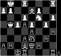 17. f5! 17... d7 Tvungent, da h8-e8 besvares med 18. hxg5, hxg5 19. xe7, xe7 20. xg5 med kvalitetsgevinst. 18. hxg5 xd5! bedre end hxg5? på grund af samme trussel som før 19. xe7 xe7 20. gxh6 e6 21.