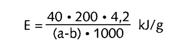 Måle- og beregningsskema til forsøg 9. I formlen for energiforbruget E er der benyttet, at der bruges 4,2 i (joule), når 1,0 gram vand opvarmes 1. (ab) angiver spritbrænderens vægttab.
