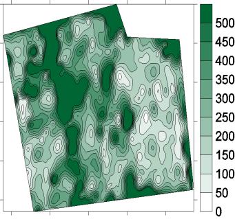 CAPBP VIOAR MONOC STEME MATC HH MYOAR Figur 3.1 Den stedlige fordeling af forskellige tætheder (antal planter pr. m 2 ) af 6 ukrudtsarter i en mark baseret på optælling i 10 meter grid.