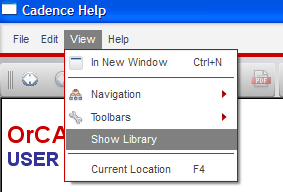 Appendix - Cadence Help Startes fra Help menuen Help, eller Documentation Vælg View, Show Library for at åbne hele databasen