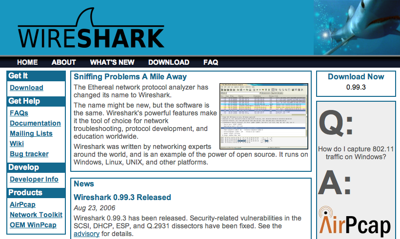 Wireshark - grafisk pakkesniffer http://www.wireshark.