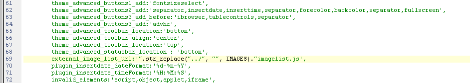 Side 58 Editoren aktiveres i det script, der hedder admin_header_mce.