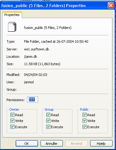 Side 9 Følgende foldere og filer skal have rettighedsprofilen 777 2 : administration/db_backups/ images/ images/imagelist.