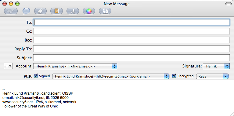 GPGMail plugin til Mac OS X Mail.app Bruger GPG kilde: http://www.sente.