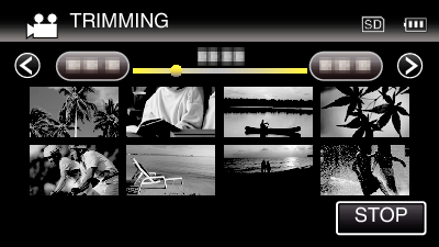 Redigering Optagelse af stillbilleder i videoen under afspilning Man kan tage stillbilleder af de scener, man kan lide i optagede videoer 1 Åbn LCD-skærmen Optagelse af en del af videoen (TRIMMING)