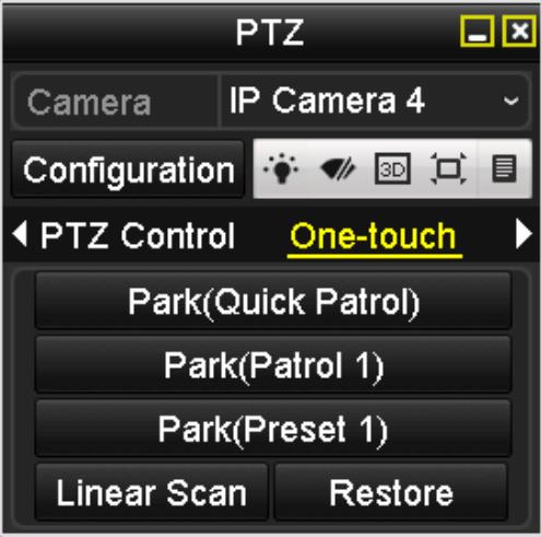 MULIGHED 2: I live visning-modus kan du trykke på knappen PTZ Control [PTZ-styring] på frontpanelet eller på fjernbetjeningen eller vælge ikonet for PTZ-styring eller vælge PTZ-indstillingen i