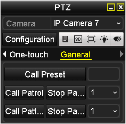 4.3 PTZ-kontrolpanel Der er to mulige måder at komme til PTZ-kontrolpanelet på.