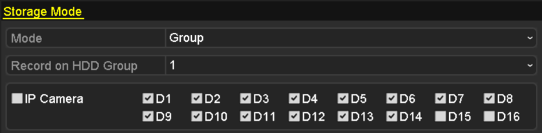 5.9 Konfiguration af HDD-gruppe til optagelse Formål: Du kan gruppere HDD'erne og gemme optagelsesfilerne i en bestemt HDD-gruppe. 1. Gåtil grænsefladen til HDD-indstillinger. Menu > HDD Figure 5.