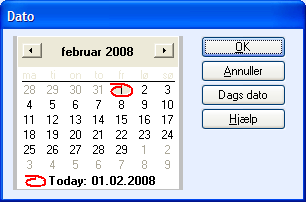KUNDEOPFØLGNING Indsæt en dato ved at dobbeltklikke på den ønskede dato eller marker en dato og klik OK.