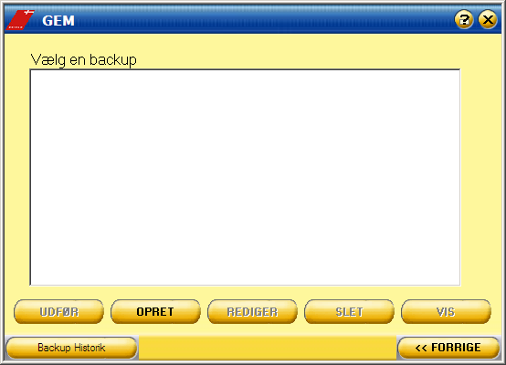 3. Backup Der er 2 muligheder for backup (top menuen backup) Under