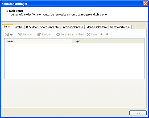 Microsoft Outlook 2007 Klik på Funktioner i menuen der sidder