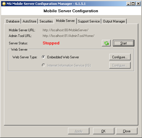 KONFIGURATION AF NSi MOBILE MED CONFIGURATION MANAGER nummeret i indstillingerne for WebCapture Mobile Server. Se Konfiguration af WebCapture Endpoint til NSi Mobile Server i dette dokument.