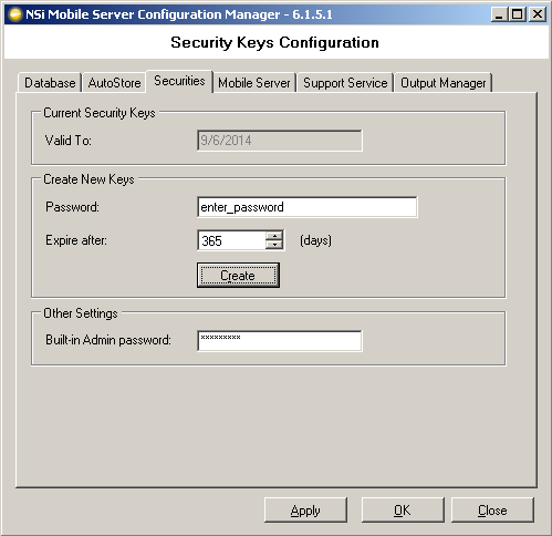 KONFIGURATION AF NSi MOBILE MED CONFIGURATION MANAGER 2. I Server Address (Serveradresse) skal du angive værtsnavnet for Output Manager-serveren.