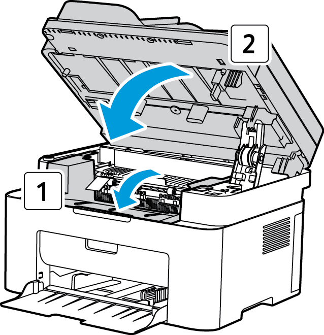 Udredning af papirstop 4. Fjern det fastsiddende papir ved forsigtigt at trække det lige ud. 5. Sæt printpatronen tilbage på plads.
