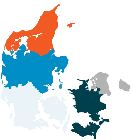 Vækstkaution fordelt på regioner i 2010 Nordjylland 20 pct. af VK-tilsagn (11%) 9 pct. af virksomheder Midtjylland 30 pct. af VK-tilsagn 23 pct. af virksomheder Syddanmark 28 pct.