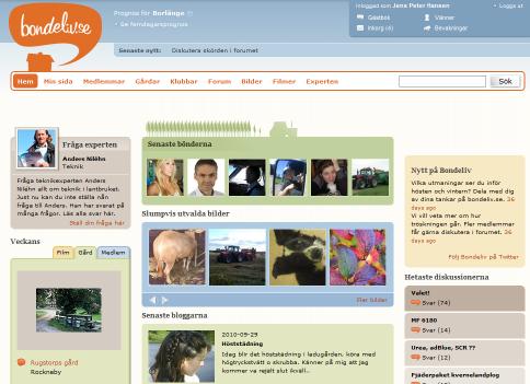 se Firmaet Lantmännen lancerede medio 2009 hjemmesiden Bondeliv.