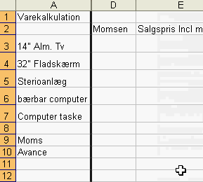 Arbejde med kolonner/rækker/ark Skjule en kolonne eller række I Excel kan man vælge at skjule henholdsvis rækker eller kolonner, det kan være i eksempler hvor der er lavet nogle mellemberegninger,