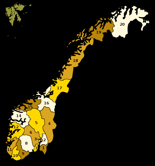 3.5.6. Norge Det fremgår af Tabel 10 og Tabel 11, jf. Figur 11, at 64 % af de norske turister til Bornholm kommer fra fylker, som ligger indenfor en køreafstand af 800 km fra Ystad.