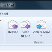 Windows Live Mail Hvordan besvarer eller videresender jeg en e-mail? 1. Når du modtager en e-mail, vil det ofte ske, at du skal eller vil svare på det, du modtog. 2.