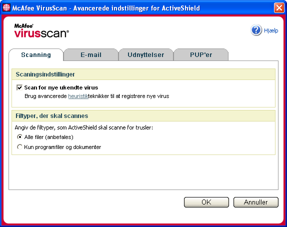 Brug af McAfee VirusScan 3 Klik på Alle filer (anbefales), og klik derefter på OK. Figur 2-4.