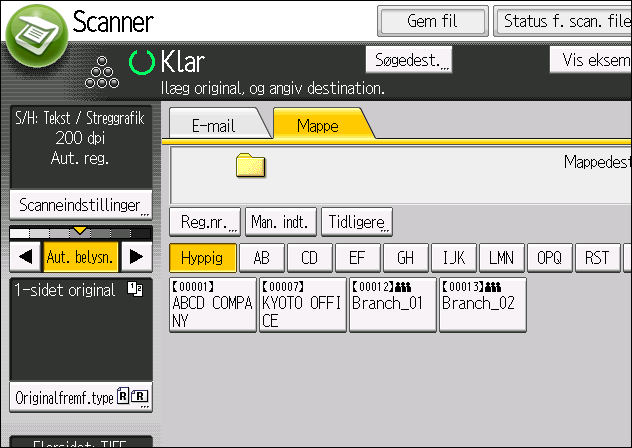 5. Scanner 5. Angiv eventuelt scanningsindstillingerne i henhold til originalen, der skal scannes. Eksempel: Scan dokumentet i farve/duplex-tilstand, og gem som en PDF-fil.