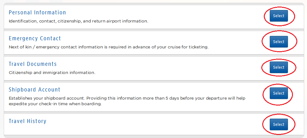 Princess Cruises For at lave check-in skal du trykke på Guest Information. Når der står Complete eller Accepted med grøn, er informationen udfyldt korrekt.