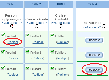 Royal Caribbean Cruise Line Gå ind på www.royalcaribbean.dk o Vælg Online Check-In oppe i højre hjørne.