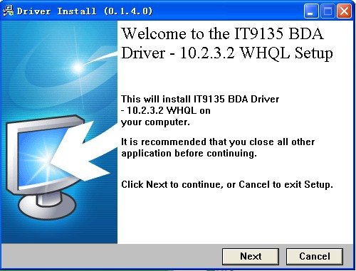 Trin 2: Aktiver DVB-T cd-rom Indsæt CD-ROM en med DVB-T drivere i CD drevet. Følgende billed vises nu på skærmen.