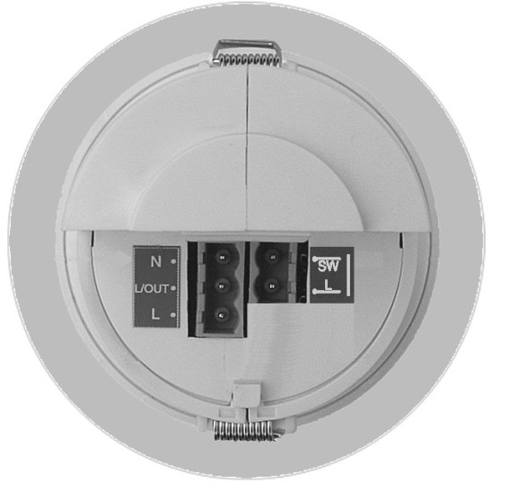 Installationsvejledning til PRM tænd/sluk-sensorer Funktioner Funktioner på bagsiden Låsefjeder Strømforsyningsst ik og udgangsstik til omskifter Låsefjeder PRM Indgangsstik til omskifter