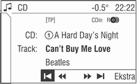 98 Cd-afspiller Cd'en i det valgte cd-rum afspilles. Der vises forskellige cd-oplysninger på CD-menuen, alt efter cd-typen.