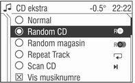 Cd-afspiller 99 Hvis der ikke er isat nogen anden cd, fortsætter afspilningen af den aktuelle cd. eller: Tryk flere gange på vippekontakt d eller c, indtil det ønskede cd-rum er markeret.