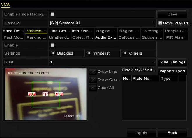 Du kan markere afkrydsningsfeltet til Save VCA Picture [Gem VCA-billede] for at gemme de hentede billeder med VCA-detektering. 3.