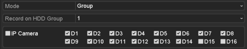 5.8 Konfiguration af HDD-gruppe til optagelse og billedtagning Formål: Du kan gruppere HDD'erne og gemme optagelsesfilerne og de hentede billeder i en bestemt HDD-gruppe. 1.