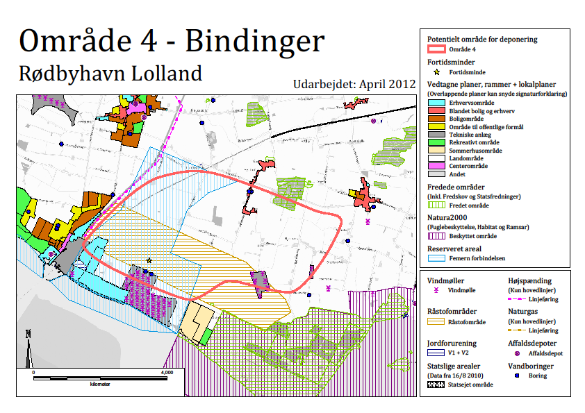 9.1 Bindinger Fig. 16. Kort over bindinger inden for og omkring Rødbyhavn-området (Naturstyrelsen, 2012).