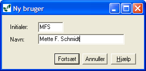 Opret dig som bruger 1. Aktiver Rediger i menulinien 2. Vælg Opret-Rediger bruger 3. Tryk på knappen Opret 4. Indtast dine initialer f.eks. MFS 5. Indtast dit navn f.eks. Mette F. Schmidt 6.
