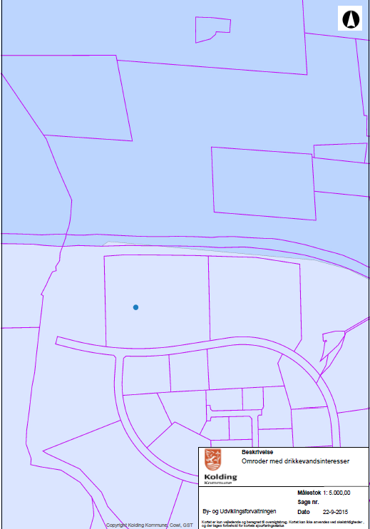 Bilag2: oversigtskort over drikkevandsinteresser Mørkeblå: Område med