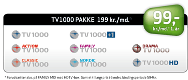 FAMILY MIX med HDTV-box TV1000 Introduktionspris 99 kr./ mdr.