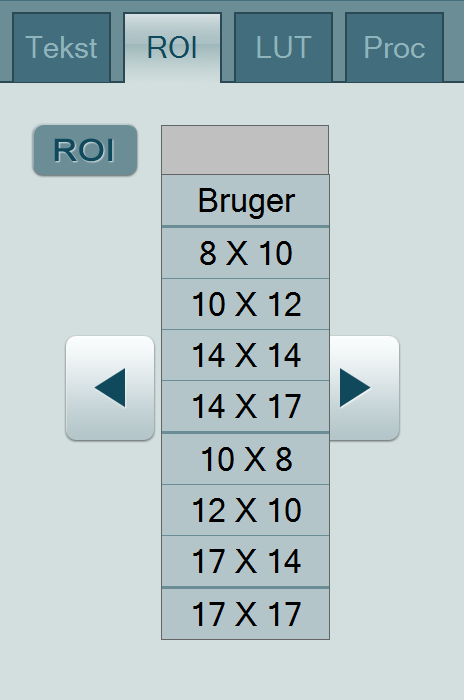 3.1.3. ROI (Region of Interest - interesseområde) Vis/skjul: Vis eller skjul den rektangulæ re ROI-boks. Størrelsesindstilling: Indstil størrelsen på ROI en.