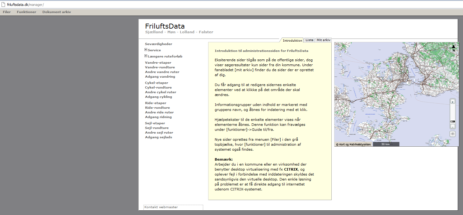 Man kan også logge sig direkte ind på Friluftsdata på sitet www.friluftsdata.