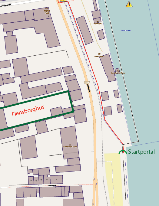 Oversigtskort Flensborg bymidte Der er kun lidt P plads på havnen, og det er fredag morgen.