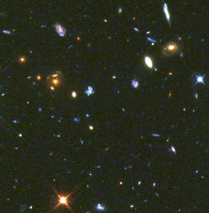Universets opståen og udvikling 43 Vi kan se tilbage i tiden Lyset fra de blå galakser på billedet har