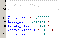 $body_text = #000000 ; farven på grundteksten her angivet som en hexadecimal kode. Du kan finde en liste over de hexadecimale farvekoder på denne adresse: http://www.computerhope.com/htmcolor.