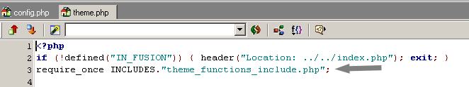 Scriptet theme.php inkluderer altså en anden fil (et andet script), som hedder theme_functions_include.