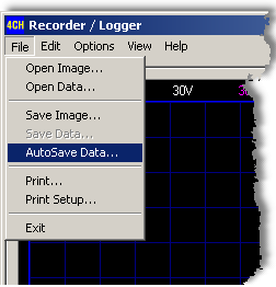 10 PCS10 - K8047 recorder / Logger 1.4.2.2 Hukommelse for Max. & Min. spænding 1.5 Menu valg 1.5.1 File menu Open image : Åbner en billedfil, og viser den på skærmen.