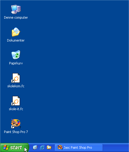 Skrivebordet Windows XP Når du starter computeren, viser den, efter at styresystemet Windows XP er indlæst, et skærmbillede, som ser ud omtrent som dette.