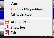 valgmuligheder venstre klik på ikonet Klikker du på CARE kommer du direkte frem til CARE og logger på med dit CARE login (når du loggger af CARE logger du også af Citrix).