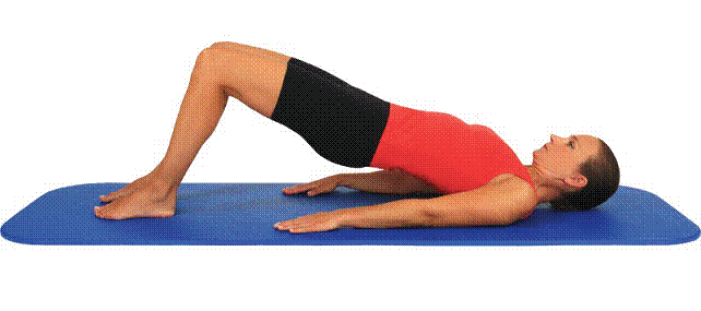----------- træner mave- og rygmuskler Øvelse 4: - Træning af maven Udgangsposition: Liggende på ryggen med bøjede ben og fødderne i underlaget.
