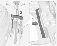 58 Opbevaring Uden adapter monteret: 2. Cyklerne skal placeres på holderen skiftevis højre- og venstrevendt. 3. Anbring den bageste cykel i forhold til den forreste cykel.