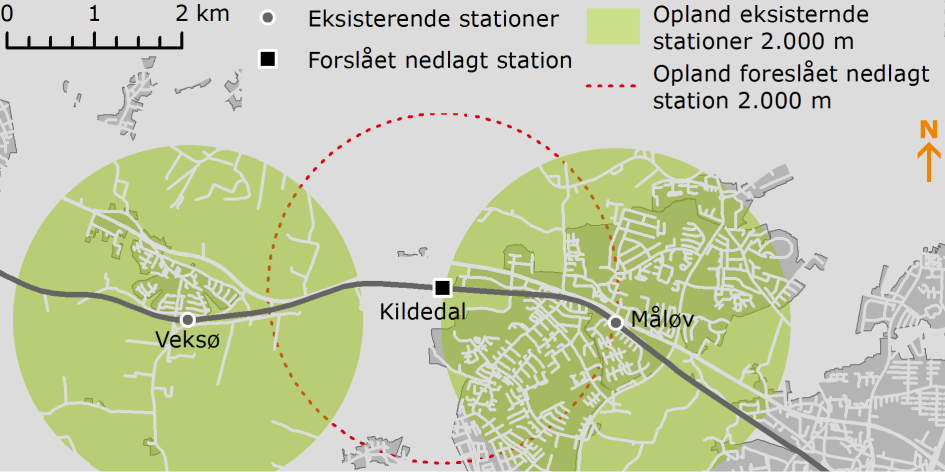 33 Optimering af stationsstrukturen Stationer på S-banen Strækningsoptimering af Frederikssundsbanen ved nedlæggelse af stationer Kildedal På Kildedal station er passagertallet ca.